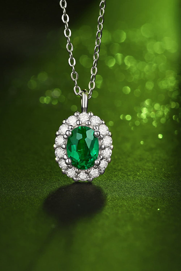 1.5 Carat Lab-Grown Emerald 925 Sterling Silver Necklace Trandify Deal