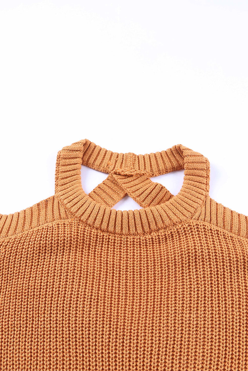 Cutout Back Cold Shoulder Long Sleeve Sweater Trandify deal