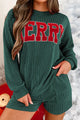 MERRY Round Neck Long Sleeve Top and Shorts Lounge Set Trandify Deal