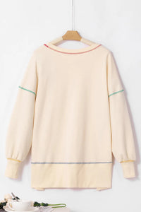Contrast Stitching Sequin Pumpkin Round Neck Long Sleeve Sweatshirt Trandify Deal