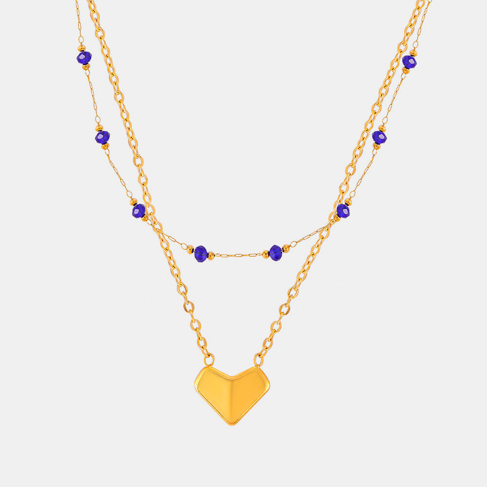 Titanium Steel Section Crystal Double-Layered Necklace Trandify deal