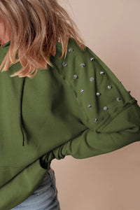 Rivet Drawstring Long Sleeve Hoodie Trandify Deal