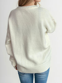Round Neck Dropped Shoulder Long Sleeve Sweater Trandify Deal