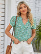 Double Take Floral Notched Neck Blouse Trandify deal