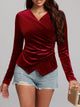 Ruched Surplice Long Sleeve Top Trandify Deal