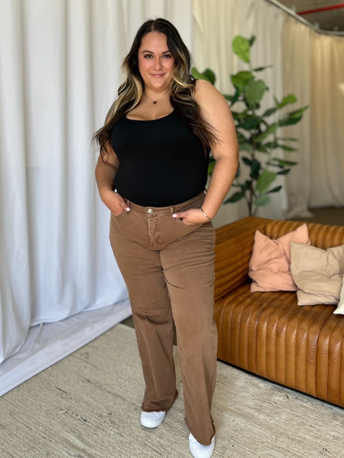 RFM Full Size High Rise Garment Dye Wide Leg Jeans Trandify Deal