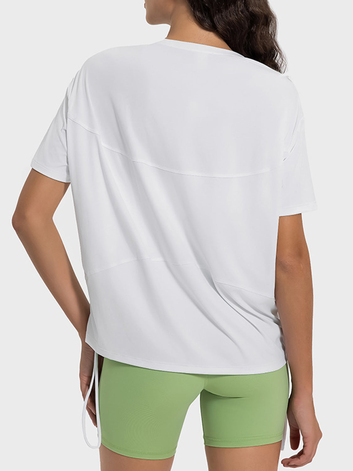 Millennia Drawstring Round Neck Short Sleeve Active T-Shirt Trandify deal