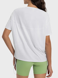 Millennia Drawstring Round Neck Short Sleeve Active T-Shirt Trandify deal