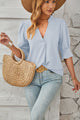 Notched Half Sleeve Blouse Trandify deal