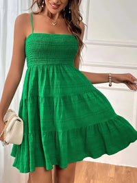 Women’s Sleeveless Tiered Dress – Lightweight Casual Smocked Cami Dress for Beach & Vacations