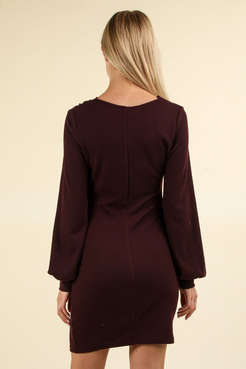 VERY J Ruched Detail Bodycon Mini Dress Trandify Deal