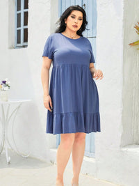 Plus Size Round Neck Short Sleeve Dress Trandify deal