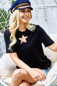 BiBi Star Cutout Short Sleeve T-Shirt Trandify deal