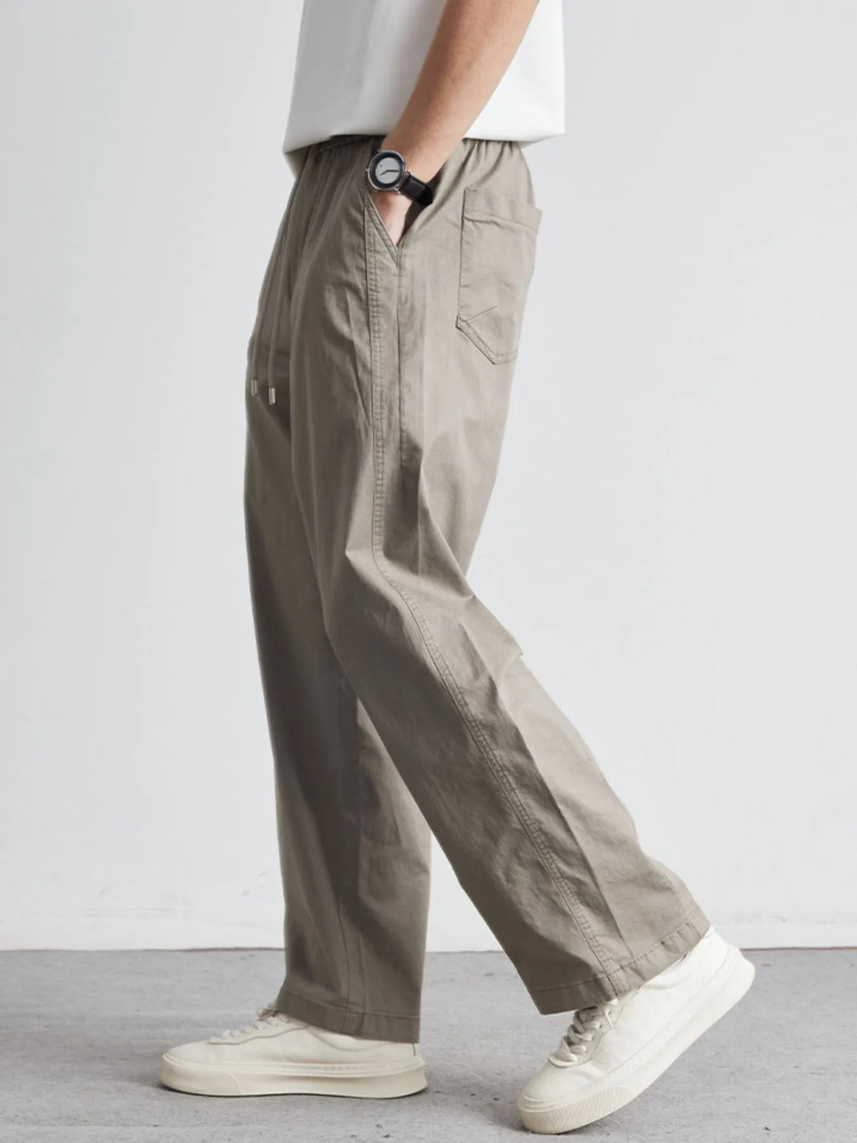 Men’s casual wide leg lounge pants with drawstring waist – relaxed-fit joggers for comfort