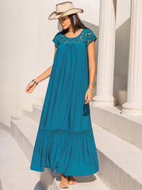 Round Neck Short Sleeve Maxi Dress Trandify Deal