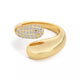 18K Gold Plated Open Ring with Crystal on a model's hand, showcasing its stackable design