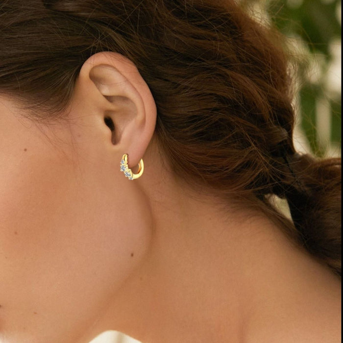 925 Sterling Silver Moissanite Huggie Earrings Trandify Deal