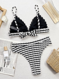 Striped V-Neck Two-Piece Swim Set Trandify deal