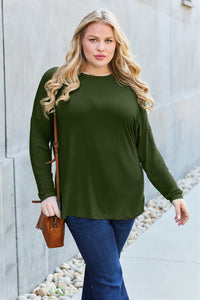 Basic Bae Full Size Round Neck Dropped Shoulder T-Shirt Trandify Deal