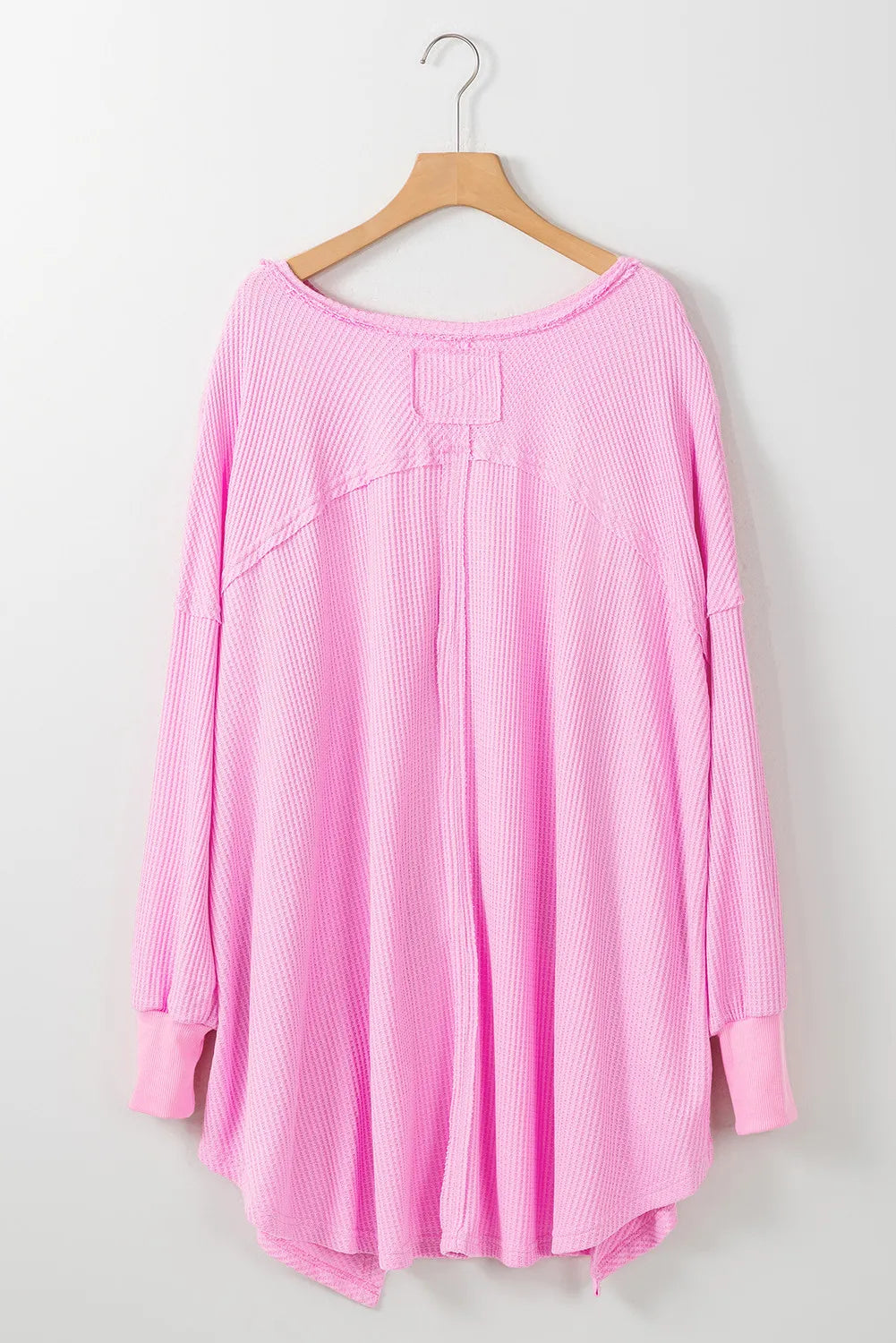 Waffle-Knit V-Neck Long Sleeve Blouse Trandify Deal