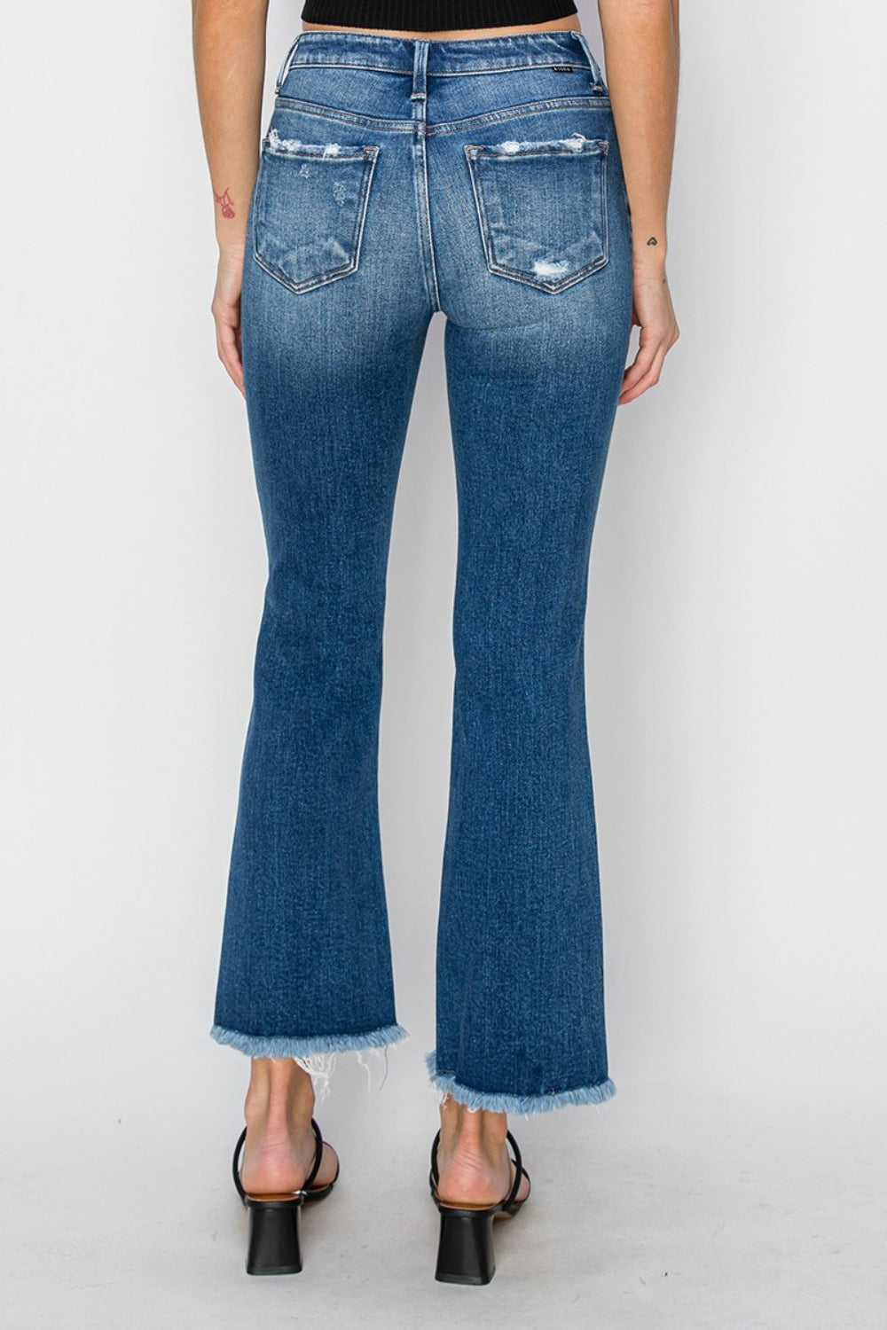 RISEN Full Size Frayed Step Hem Ankle Straight Jeans Trandify Deal