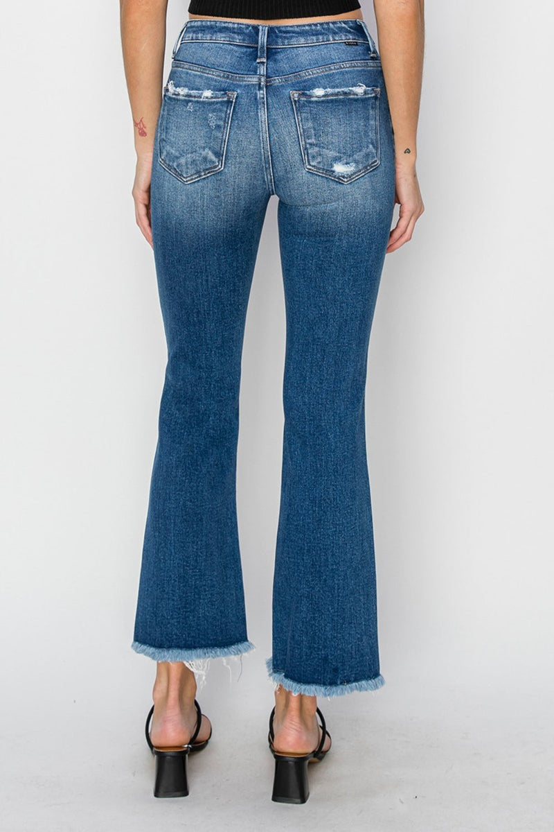 RISEN Full Size Frayed Step Hem Ankle Straight Jeans Trandify Deal