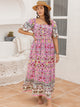 Plus Size Printed Square Neck Ruffle Hem Dress Trandify deal