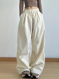 Women’s oversized wide leg drawstring pants in pink – boho chic high-waisted lounge pants