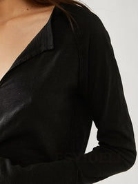 Exposed Seam Notched Long Sleeve T-Shirt Trandify Deal