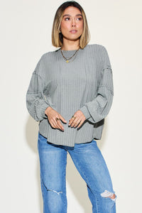 Basic Bae Full Size Ribbed Round Neck Long Sleeve T-Shirt Trandify Deal