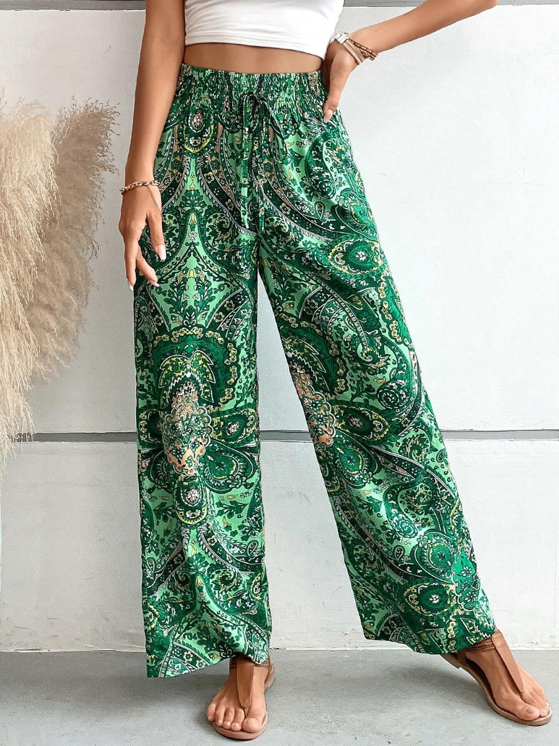 Printed Wide Leg Pants Trandify deal