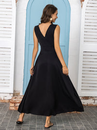 Full Size Slit V-Neck Sleeveless Midi Dress Trandify deal