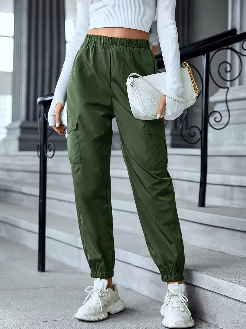 Full Size Elastic Waist Pants with Pockets Trandify deal