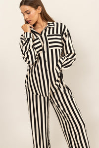 HYFVE Striped Button Up Shirt and Pants Set Trandify Deal