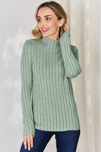 Basic Bae Full Size Ribbed Mock Neck Long Sleeve T-Shirt Trandify Deal