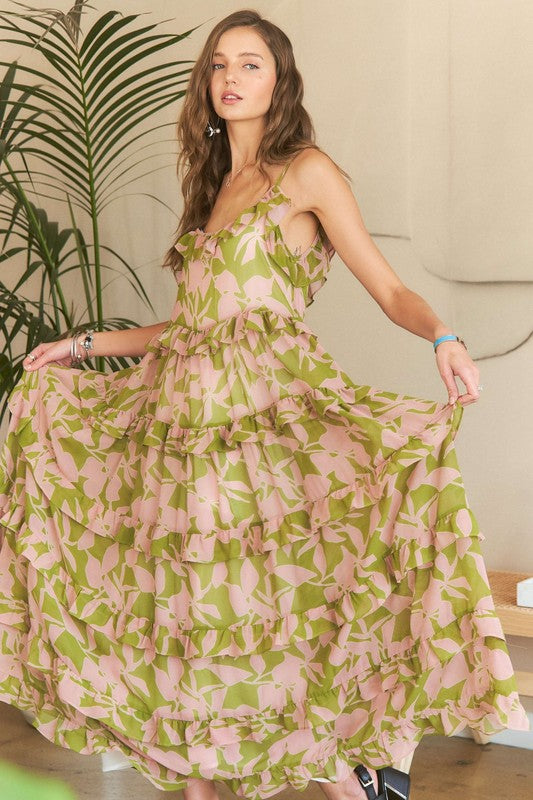ADORA Ruffled Tiered Scoop Neck Cami Dress Trandify Deal