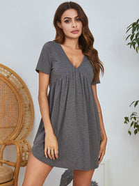 V-Neck Short Sleeve Lounge Dress Trandify Deal