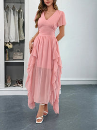 Plus size boho chic flutter sleeve dress for women, trendy fashion outfit