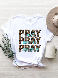 Letter Graphic Round Neck Short Sleeve T-Shirt Trandify deal
