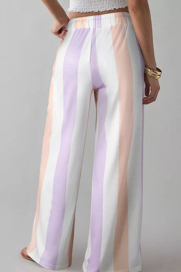 Women's Striped Drawstring Pants with Pockets - Comfy Casual Wear