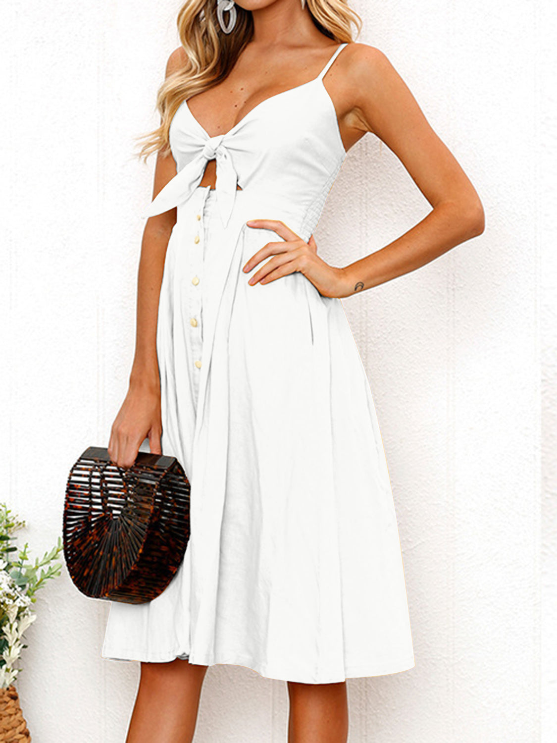 Cutout Smocked Sweetheart Neck Cami Dress Trandify deal