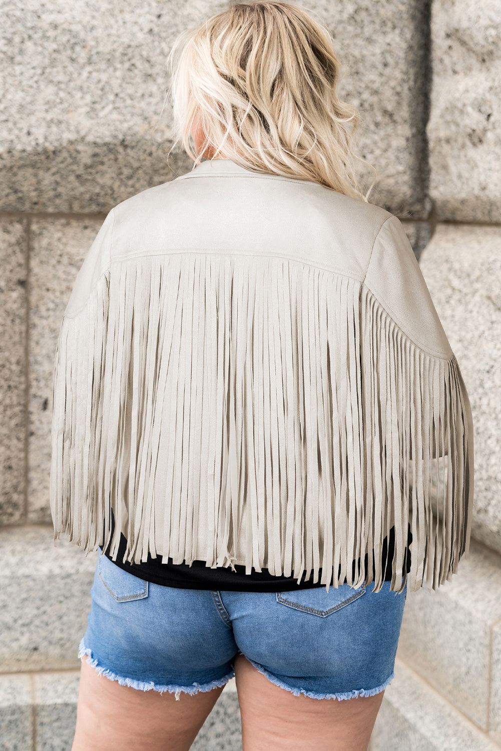 Plus Size Fringe Open Front Jacket Trandify deal