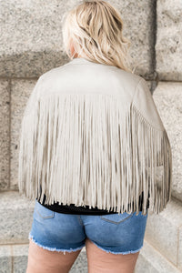 Plus Size Fringe Open Front Jacket Trandify deal