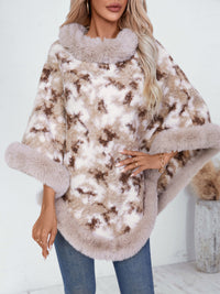 Furry Contrast Three-Quarter Poncho Trandify Deal