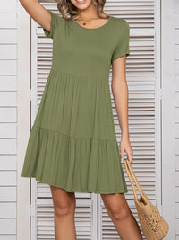 Round Neck Short Sleeve Mini Tee Dress Trandify deal