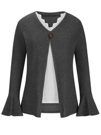 Faux Layered V-Neck Long Sleeve T-Shirt Trandify deal