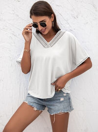 lvy Lane Lace Detail V-Neck T-Shirt Trandify deal