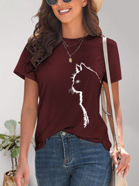 Cat Round Neck Short Sleeve T-Shirt Trandify deal