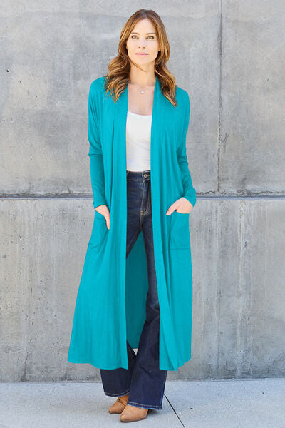 Basic Bae Full Size Open Front Long Sleeve Cover Up Trandify deal