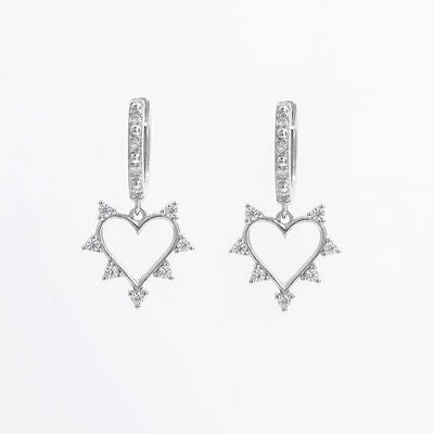 925 Sterling Silver Inlaid Zircon Heart Dangle Earrings Trandify deal
